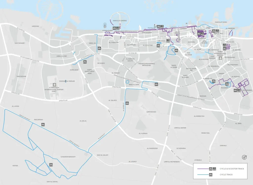 How to Get Electric Scooter Permit in Dubai 2 Maps showing electric scooters track in dubai